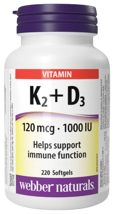 webber naturals 韦博 维生素K2+D3 120mcg/1000IU 220粒