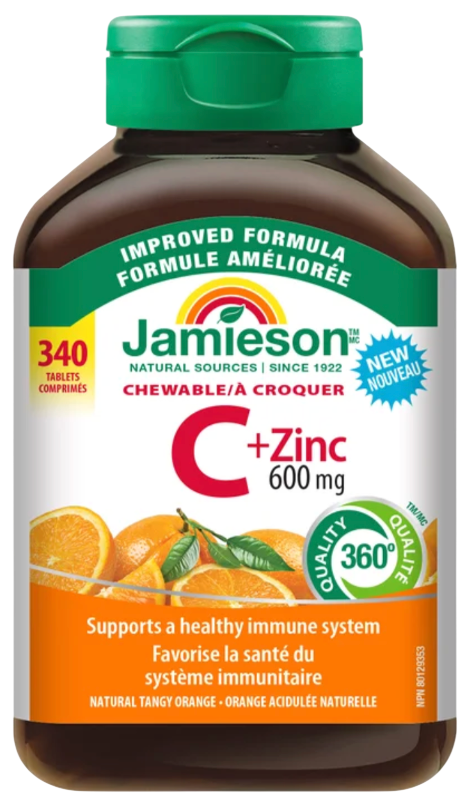 Jamieson 健美生 维生素C+600mg锌 咀嚼片 340粒